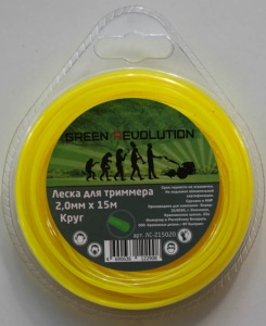 Леска Green Revolution для триммера 2,0х15м "крученый квадрат" (100% нейлон) (ЛС-415020)